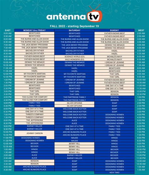 A live TV schedule for Start TV, with local listings of all upcoming programming. . Antenna tv schedule